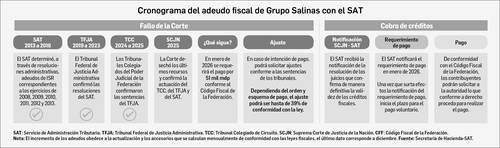Grupo Salinas debe abonar 51 mil millones de pesos al SAT en enero.